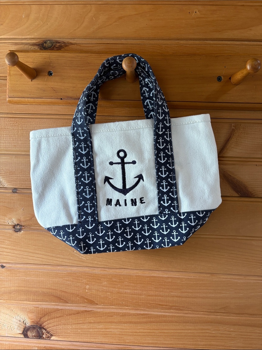 Nautical Anchor Small Tote Bag in Navy & White